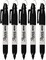 Mini Permanent Markers with Golf Keychain Clips, Fine Point, Black Ink, Pack of 5